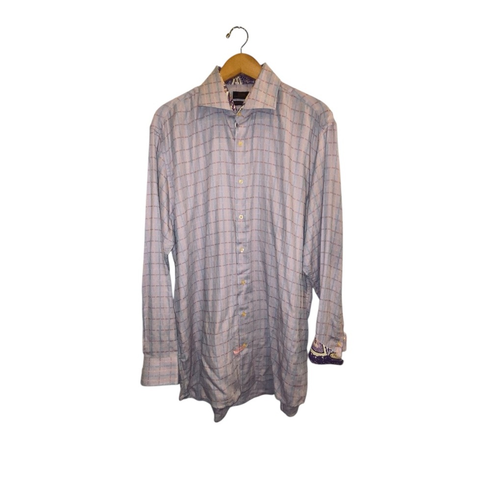 Steven Alan Men’s Tall Pastel Check Casual Button Down Shirt Sz 17.5